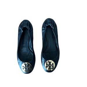 Tory Burch Black REVA flats - gold emblem